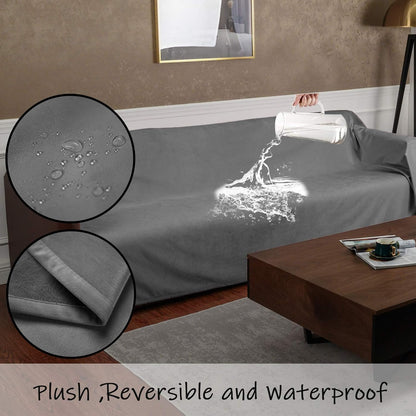 Reversible 100% Waterproof Velvet Pet Bed Blanket - Super Soft for Sofa and Bed (40x60 Inches, Light Grey & Grey)