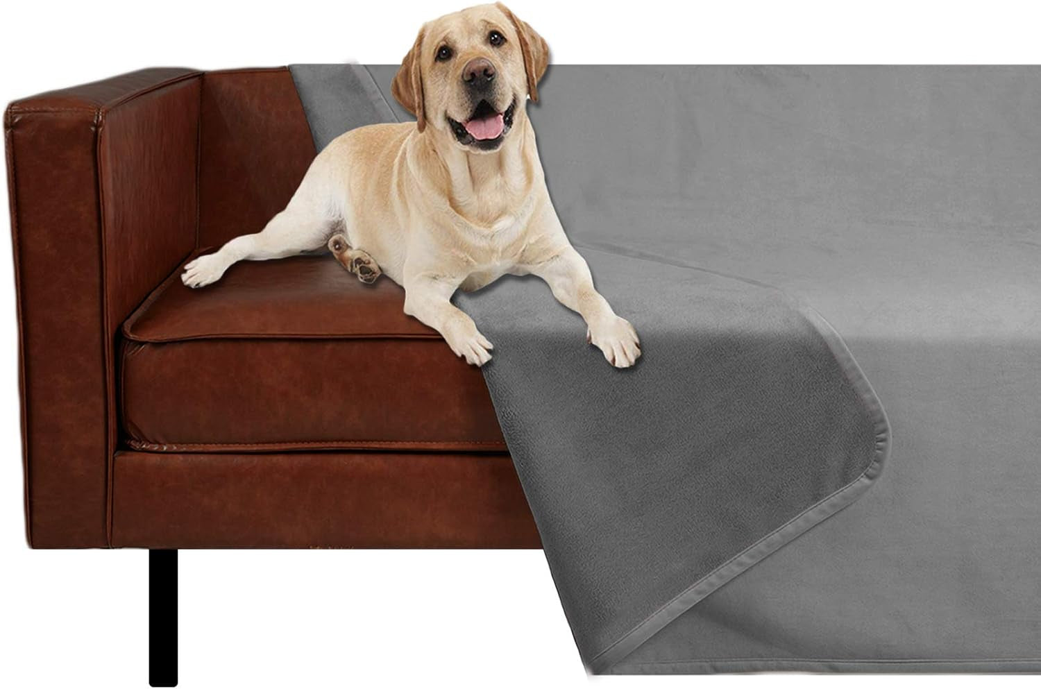 Reversible 100% Waterproof Velvet Pet Bed Blanket - Super Soft for Sofa and Bed (40x60 Inches, Light Grey & Grey)