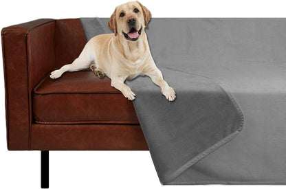 Reversible 100% Waterproof Velvet Pet Bed Blanket - Super Soft for Sofa and Bed (40x60 Inches, Light Grey & Grey)